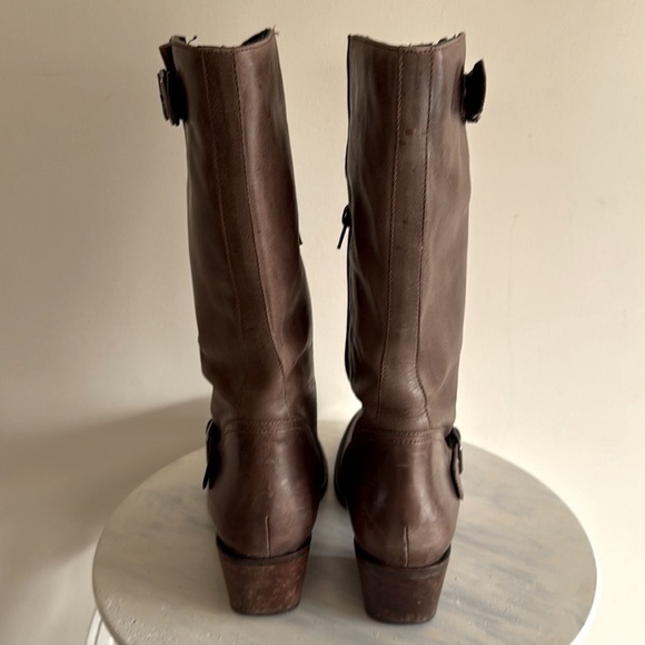 Naturalizer Brown Leather Size Zip Mid Calf Riding Boots Women 7 - Picture 4 of 15